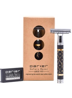 Parker 65R Super Heavyweight Gray and Gold Double Edge Safety Razor  5 Parker Blade Refills