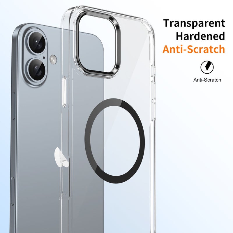 HuHa Protective Cover For iPhone 16 Ice Feel HD Transparent MagSafe PC Full Coverage Phone Case(Black) - Image 2