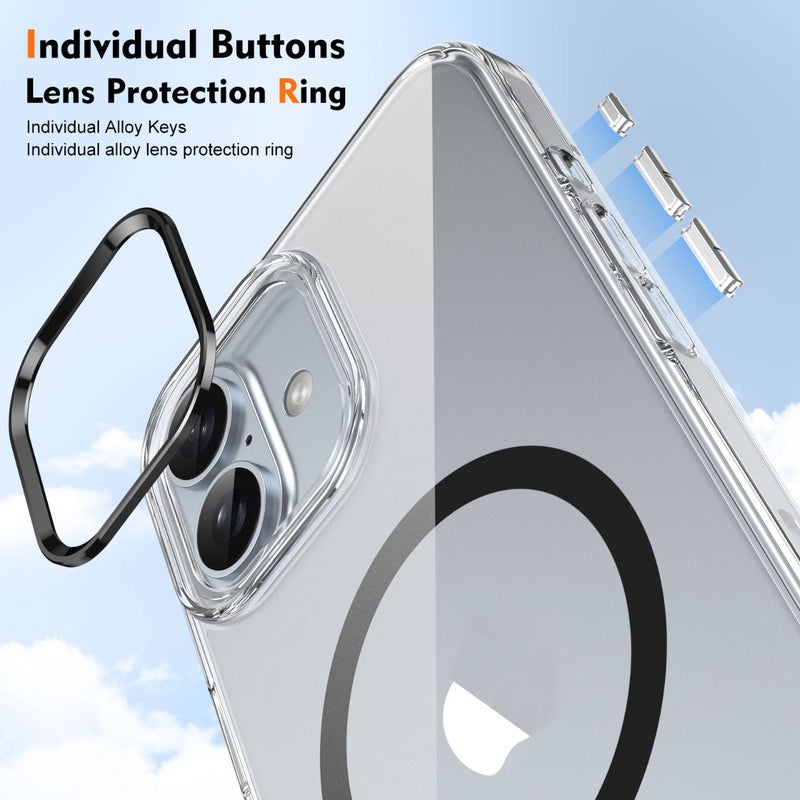 HuHa Protective Cover For iPhone 16 Ice Feel HD Transparent MagSafe PC Full Coverage Phone Case(Black) - Image 3