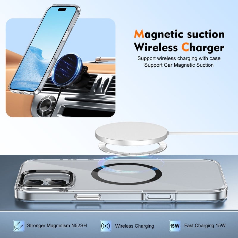 HuHa Protective Cover For iPhone 16 Ice Feel HD Transparent MagSafe PC Full Coverage Phone Case(Black) - Image 5