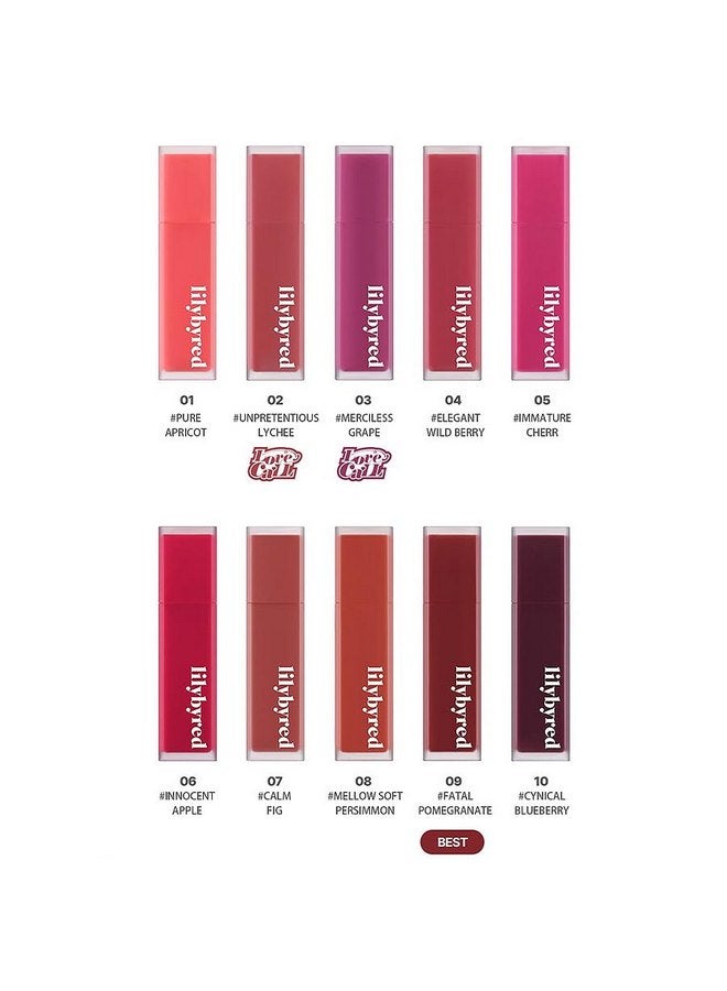 ليليبيرد lilybyred Mood Liar Velvet Tint (AD) مخملي غير لامع، يدوم طويلاً، مقاوم للتلطخ، ثابت للغاية (09_Fatal Pomegranate، مقاس واحد) - Image 4
