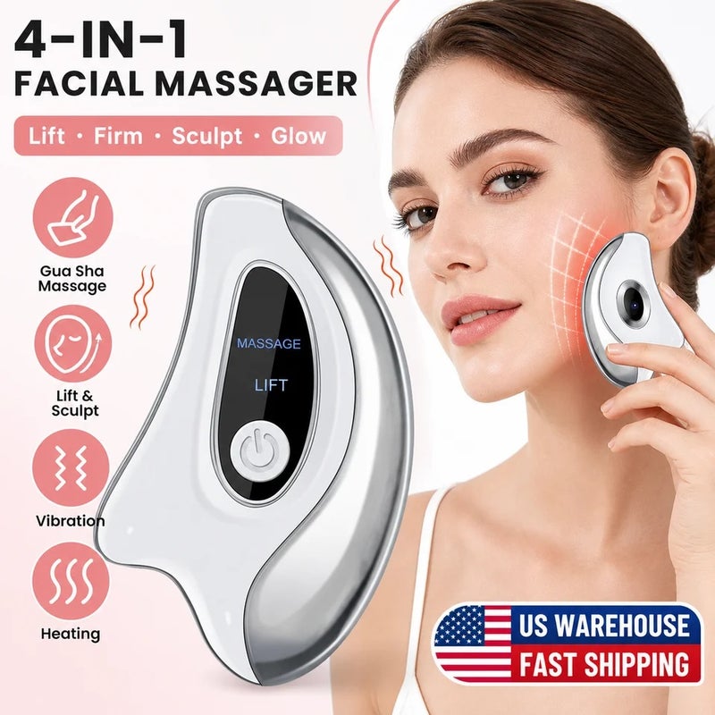 HailiCare Electric Heated Gua Sha Tool, Hot Compress Face Massager, Facial with Vibration, Beauty Device for Face & Neck, Skin Firming Device for Facial - Image 1