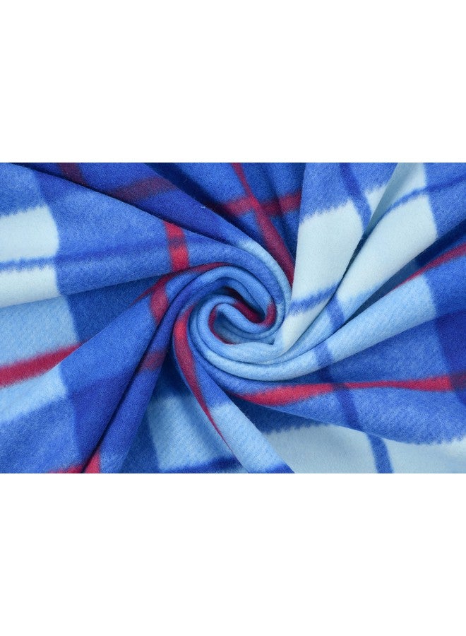 Goyal's Modern Check All Season Polar Fleece Single Bed Blanket, 60X90 Inches - Blue, 300 TC - Image 4