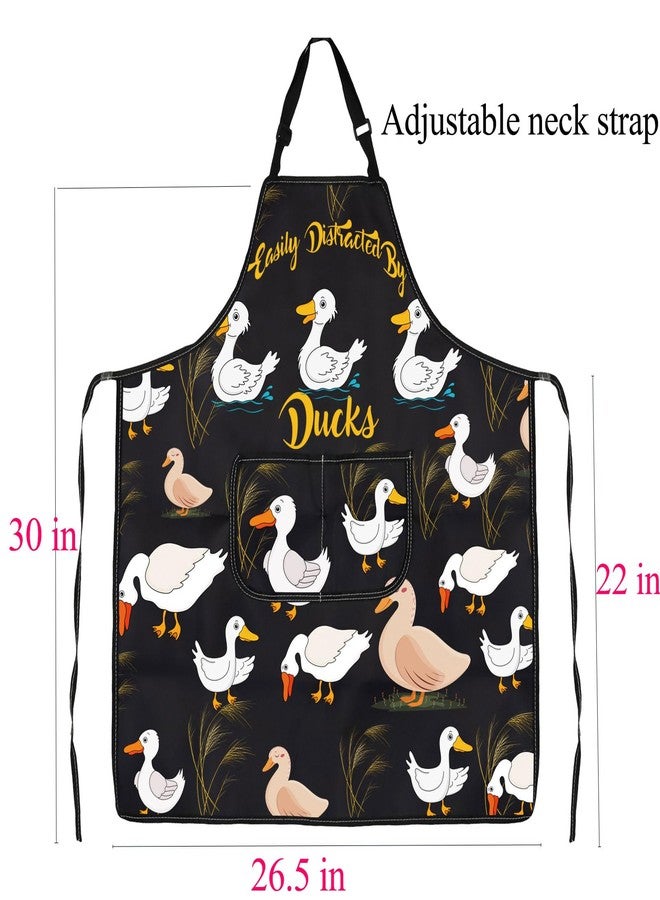 BNQL Duck Apron with Pockets Duck Gifts for Duck Lovers Gifts Duck Hunters Gifts Easily Distracted By Ducks Farmer Apron - Image 2