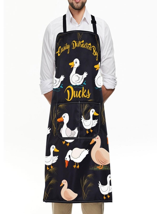 BNQL Duck Apron with Pockets Duck Gifts for Duck Lovers Gifts Duck Hunters Gifts Easily Distracted By Ducks Farmer Apron - Image 5