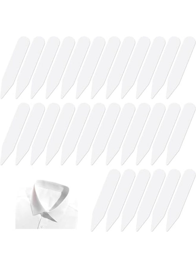 100 Pcs Plastic Collar Stays for Men's Dress Shirts, 6x1cm Collar Inserts Bones Stiffeners, Reusable White Collar Support Strips for Shirts, Polo & Jackets, Men & Women - Image 1