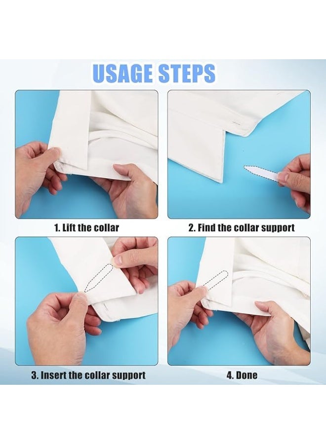100 Pcs Plastic Collar Stays for Men's Dress Shirts, 6x1cm Collar Inserts Bones Stiffeners, Reusable White Collar Support Strips for Shirts, Polo & Jackets, Men & Women - Image 2