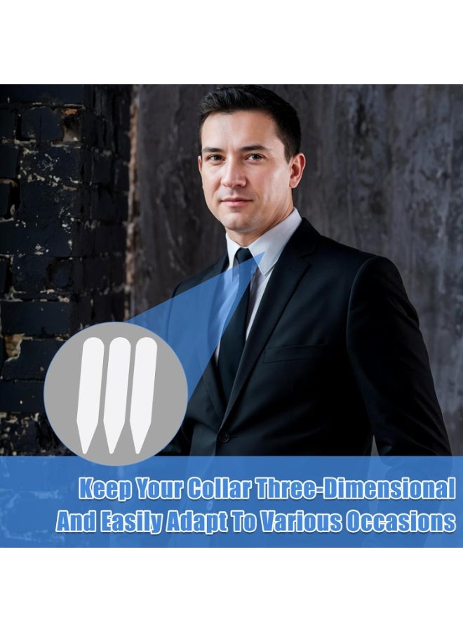 100 Pcs Plastic Collar Stays for Men's Dress Shirts, 6x1cm Collar Inserts Bones Stiffeners, Reusable White Collar Support Strips for Shirts, Polo & Jackets, Men & Women - Image 4