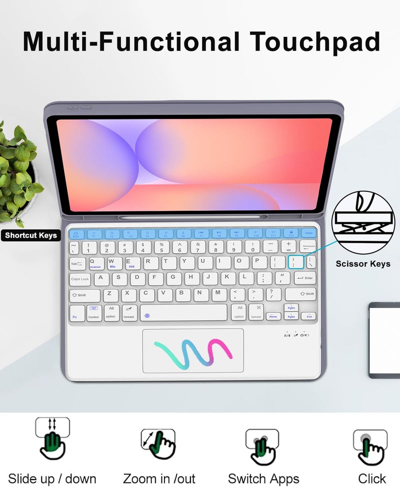 BORIYUAN Keyboard Case for Samsung Galaxy Tab S10 Lite 10.9 inch 2025 & S10 FE / S9 FE, Magnetic Detachable Wireless Keyboard, Precise Cutouts Folio Cover Case with Pencil Holder,6 - Image 5
