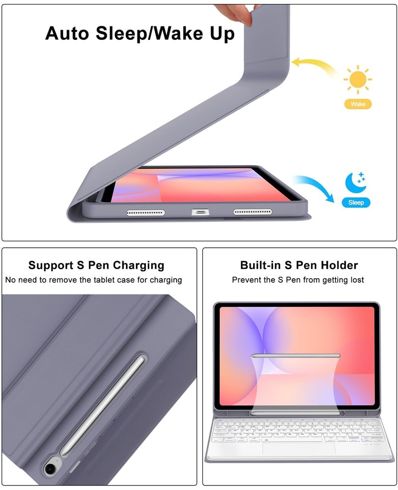BORIYUAN Keyboard Case for Samsung Galaxy Tab S10 Lite 10.9 inch 2025 & S10 FE / S9 FE, Magnetic Detachable Wireless Keyboard, Precise Cutouts Folio Cover Case with Pencil Holder,6 - Image 4