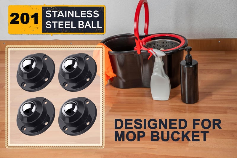 PlusRoc 4 Pack Anti-Rust Wheels Stainless Steel Self Adhesive Caster Wheels for Kitchen Appliance Rollers Sliders Mop Bucket, Load Capacity 28LBS Per Wheel for Furniture - Image 2