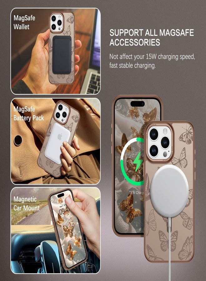 BENTOBEN Magnetic for iPhone 16 Pro Case [Compatible with Magsafe] Translucent Matte Butterfly Phone Case iPhone 16 Pro Slim Shockproof Women Girls Protective Cover for 16 Pro 6.3", Desert Titanium - Image 2