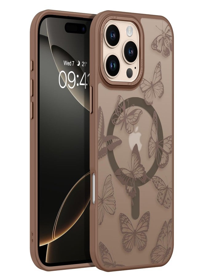 BENTOBEN Magnetic for iPhone 16 Pro Case [Compatible with Magsafe] Translucent Matte Butterfly Phone Case iPhone 16 Pro Slim Shockproof Women Girls Protective Cover for 16 Pro 6.3", Desert Titanium - Image 1