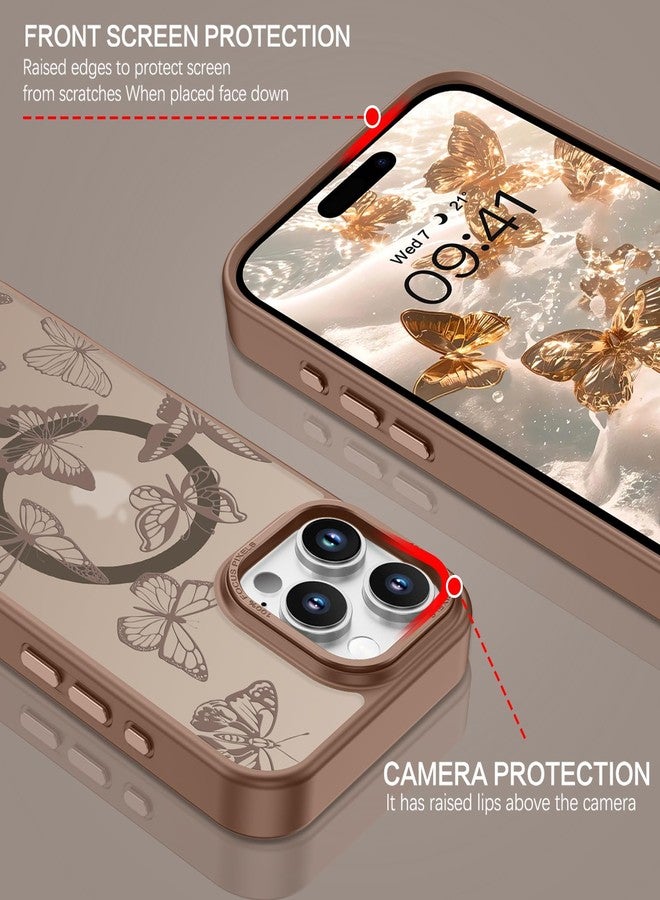 BENTOBEN Magnetic for iPhone 16 Pro Case [Compatible with Magsafe] Translucent Matte Butterfly Phone Case iPhone 16 Pro Slim Shockproof Women Girls Protective Cover for 16 Pro 6.3", Desert Titanium - Image 4