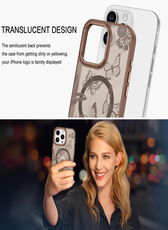 BENTOBEN Magnetic for iPhone 16 Pro Case [Compatible with Magsafe] Translucent Matte Butterfly Phone Case iPhone 16 Pro Slim Shockproof Women Girls Protective Cover for 16 Pro 6.3", Desert Titanium - Image 5