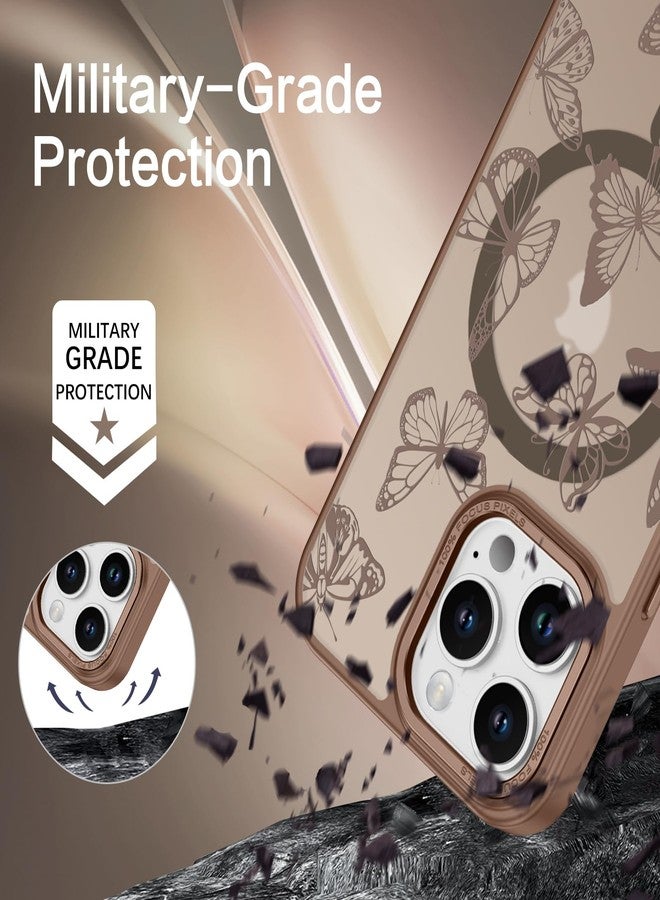 BENTOBEN Magnetic for iPhone 16 Pro Case [Compatible with Magsafe] Translucent Matte Butterfly Phone Case iPhone 16 Pro Slim Shockproof Women Girls Protective Cover for 16 Pro 6.3", Desert Titanium - Image 3