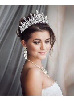 Wecoe 2Pcs Tiaras And Crowns For Women Silver Birthday Crown Adult Women Crowns For Flower Bouquets Birthday Girl Princess Queen Crown Quinceanera Fairy Crown Wedding Bridal Prom Accessories For Women  - Image 2