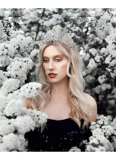 Wecoe 2Pcs Tiaras And Crowns For Women Silver Birthday Crown Adult Women Crowns For Flower Bouquets Birthday Girl Princess Queen Crown Quinceanera Fairy Crown Wedding Bridal Prom Accessories For Women  - Image 4