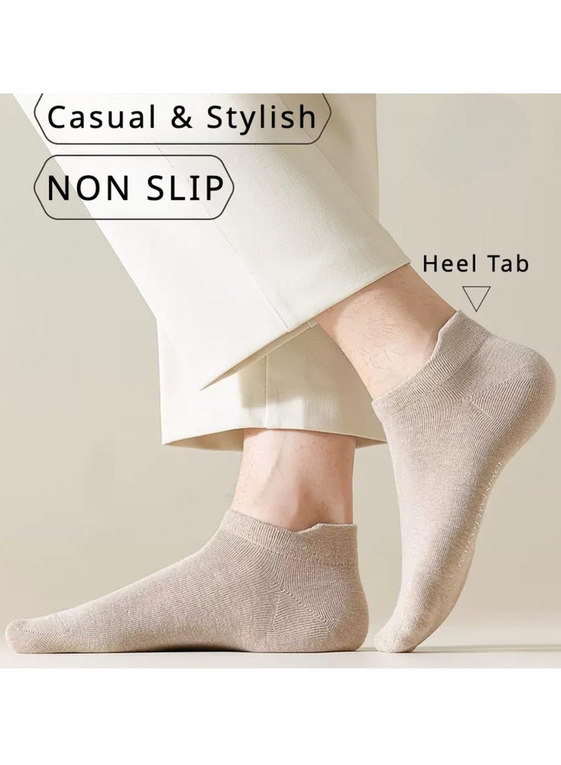 Socks, 6 Pairs Men's Athletic Ankle Socks for Men 5-10 Low Cut Non Slip Solid Heel Tab Cotton Socks, Breathable Casual Wicking Summer Anti-blister (Size: 35-44) - Image 2