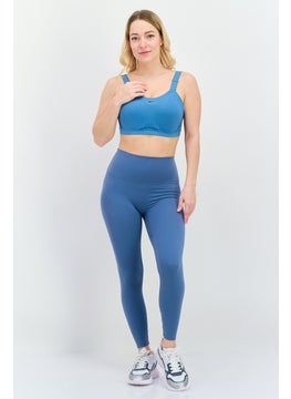Nike Women Brand Logo Padded Training Sports Bra, Blue Stone  - Image 4