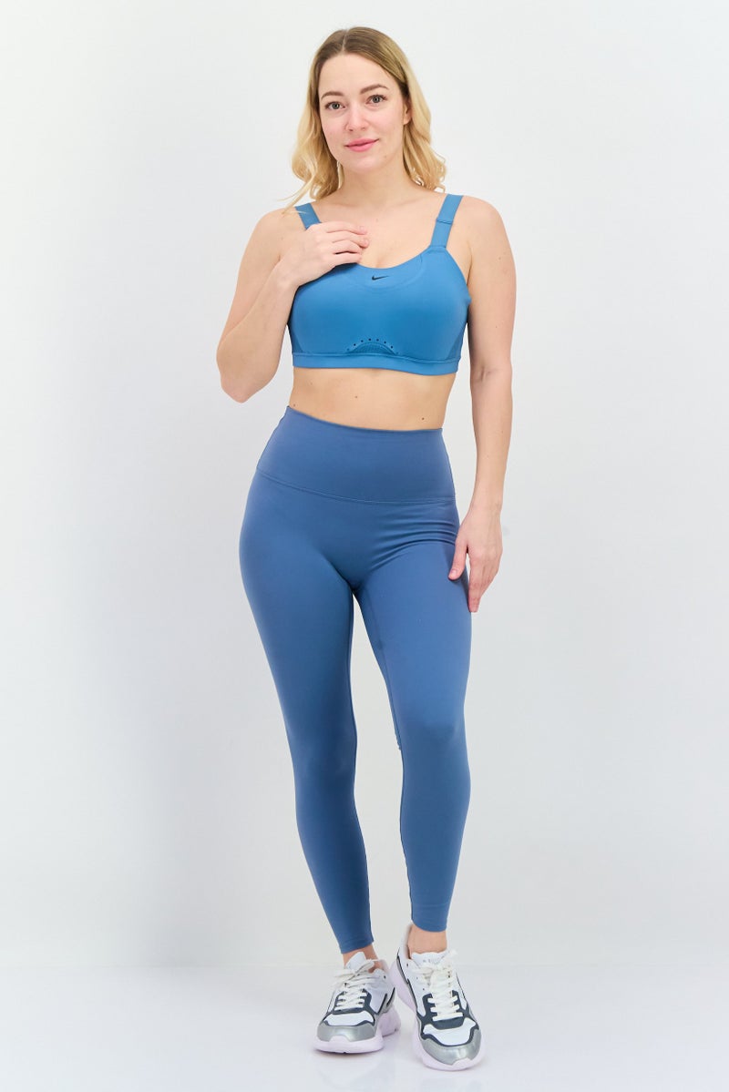 Nike Women Brand Logo Padded Training Sports Bra, Blue Stone - Image 4