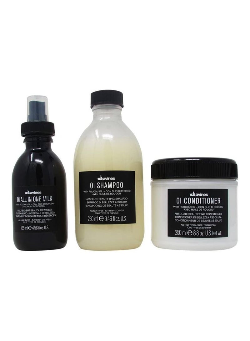 دافينز Oi Shampoo 280 ml، OI Conditioner 250ml and OI All in One Milk 135 مل - Image 1