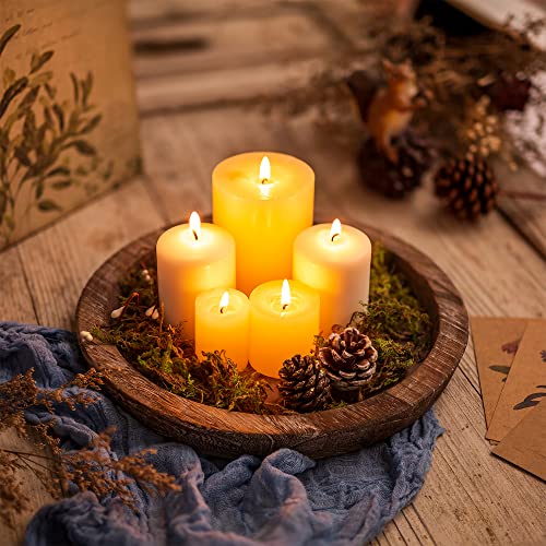 Hanobe Candle Plate Holder Tray: Round Wooden Decorative Candle Plate Small Farmhouse Table Centerpiece Rustic Wood Tealight Pillar Trays for Christmas Wedding Halloween Home Decor - Image 4
