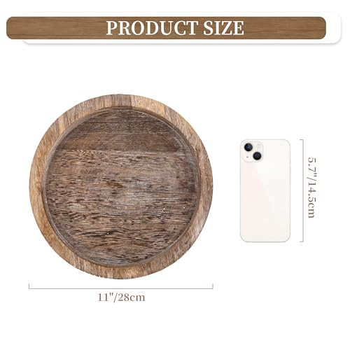 Hanobe Candle Plate Holder Tray: Round Wooden Decorative Candle Plate Small Farmhouse Table Centerpiece Rustic Wood Tealight Pillar Trays for Christmas Wedding Halloween Home Decor - Image 5