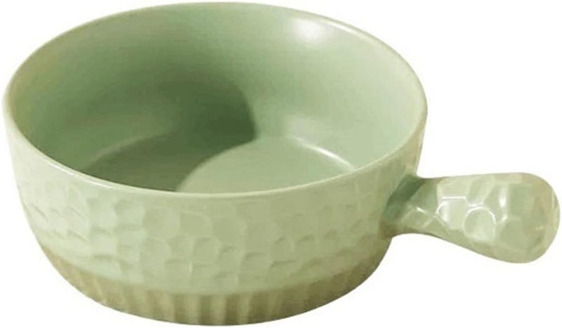 Casserole Dish Ceramic Bowl with Handle Tableware Eating Household Personal Use Wide Spaghetti Oven Baking Pan Kitchen(Green) - Image 1