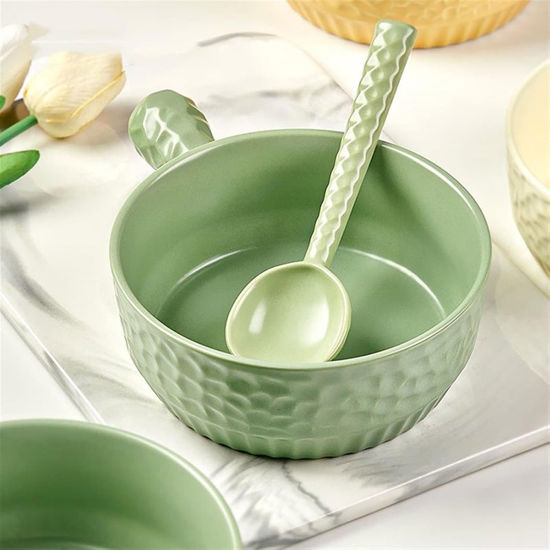 Casserole Dish Ceramic Bowl with Handle Tableware Eating Household Personal Use Wide Spaghetti Oven Baking Pan Kitchen(Green) - Image 5