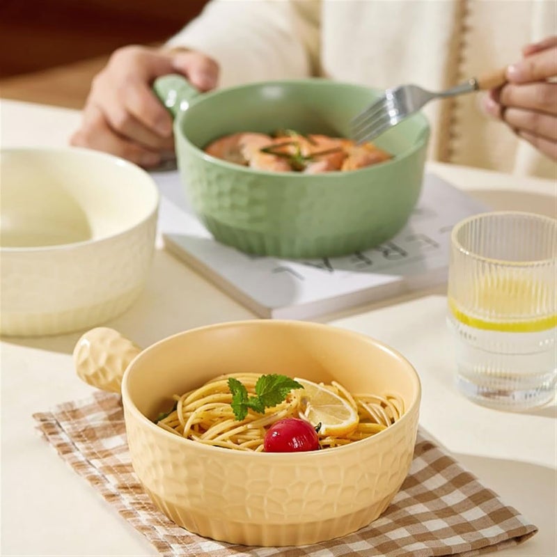 Casserole Dish Ceramic Bowl with Handle Tableware Eating Household Personal Use Wide Spaghetti Oven Baking Pan Kitchen(Green) - Image 4