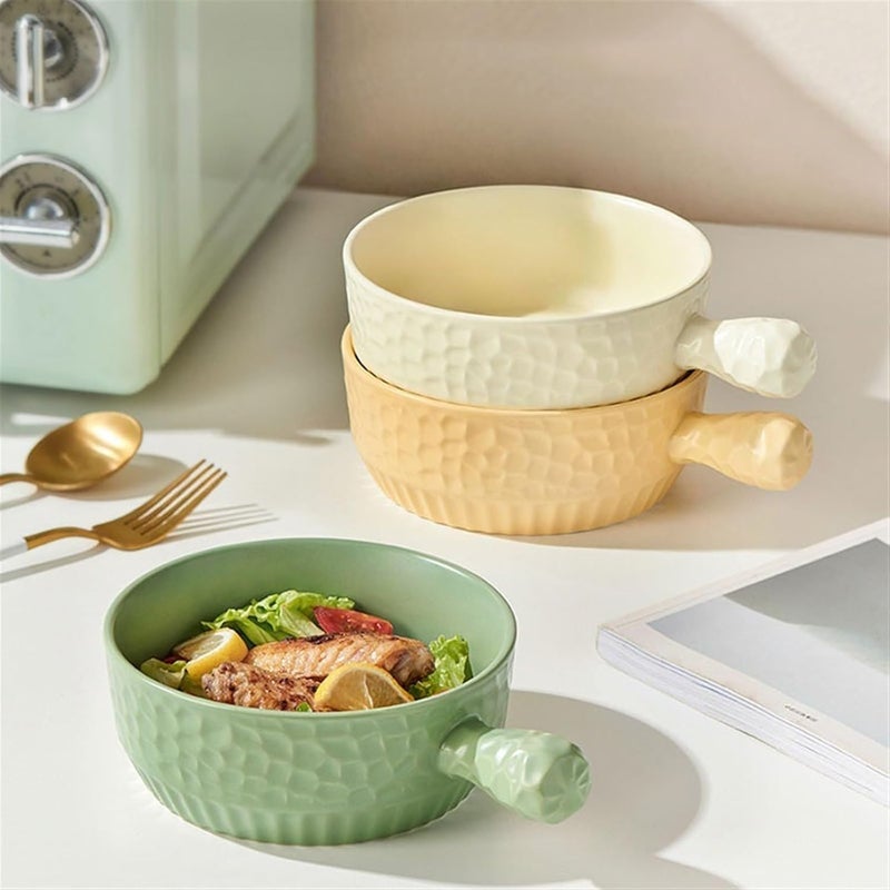 Casserole Dish Ceramic Bowl with Handle Tableware Eating Household Personal Use Wide Spaghetti Oven Baking Pan Kitchen(Green) - Image 3