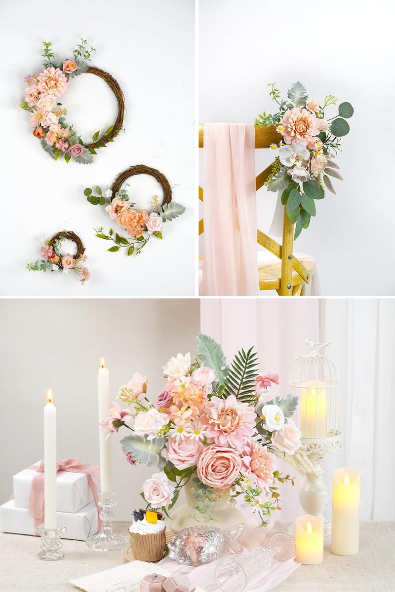 WEIERYUE Pink Artificial Flowers Combo Box Wedding Decor,Fake Flowers,Flowers for Decoration,Silk Flowers for Home Decor Indoor,Cake Flowers,Faux Flowers for Crafts - Image 4