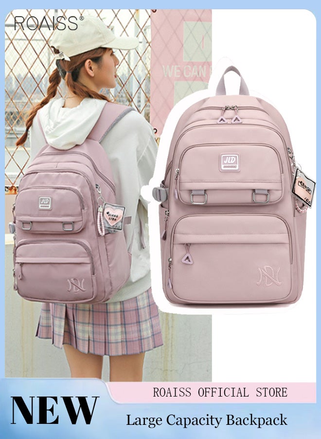 roaiss Large-Capacity Sweet Backpack Girl's School Travel Spine Protection Decompression Waterproof Multi-Pocket School Bag Lightweight and Versatile Casual Backpack Student School Bag  - Image 1
