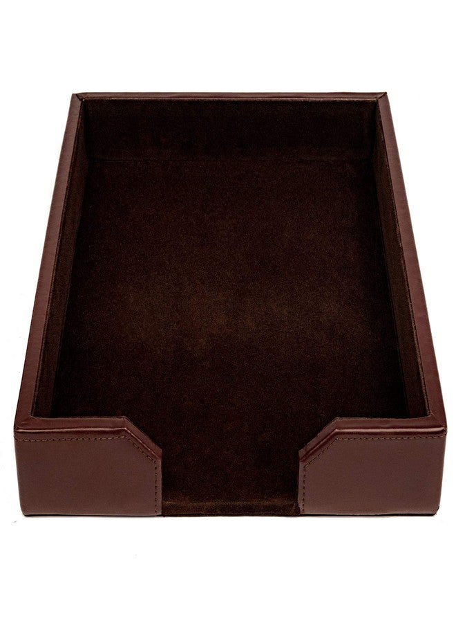 DACASSO Bonded Leather Desktop Letter Tray - Luxury Letter Holder & Paper Organizer for Desk - Office Organization & Executive Desk Decor - (Dark Brown) - Image 1