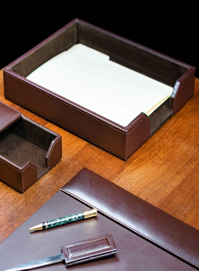 DACASSO Bonded Leather Desktop Letter Tray - Luxury Letter Holder & Paper Organizer for Desk - Office Organization & Executive Desk Decor - (Dark Brown) - Image 4