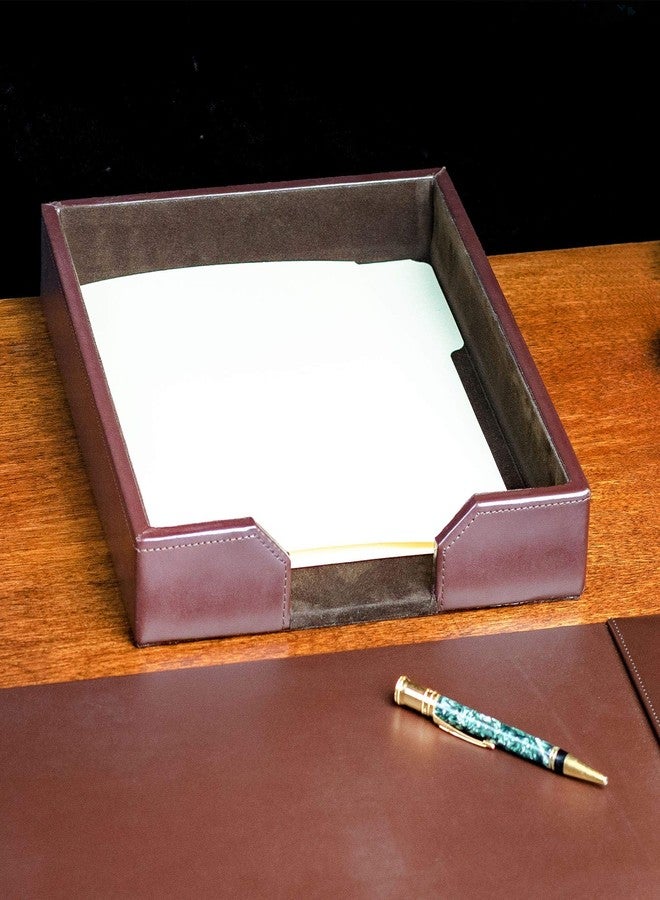 DACASSO Bonded Leather Desktop Letter Tray - Luxury Letter Holder & Paper Organizer for Desk - Office Organization & Executive Desk Decor - (Dark Brown) - Image 2