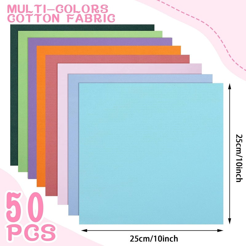 Boyiee 50 Pcs 10 x 10 Inch Cotton Fabric Bundle Square Multicolor Fabric Quilting Sewing Fat Quarters Patchwork Bundles for Beginners DIY Craft Sewing Clothing Scrapbooking - Image 2