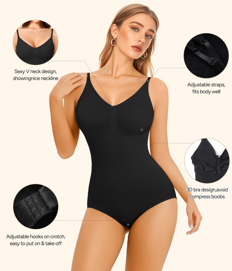 Irisnaya Women's Slimming Bodysuit Shapewear with Tummy Control, Spaghetti Straps - Irisnaya - Image 3