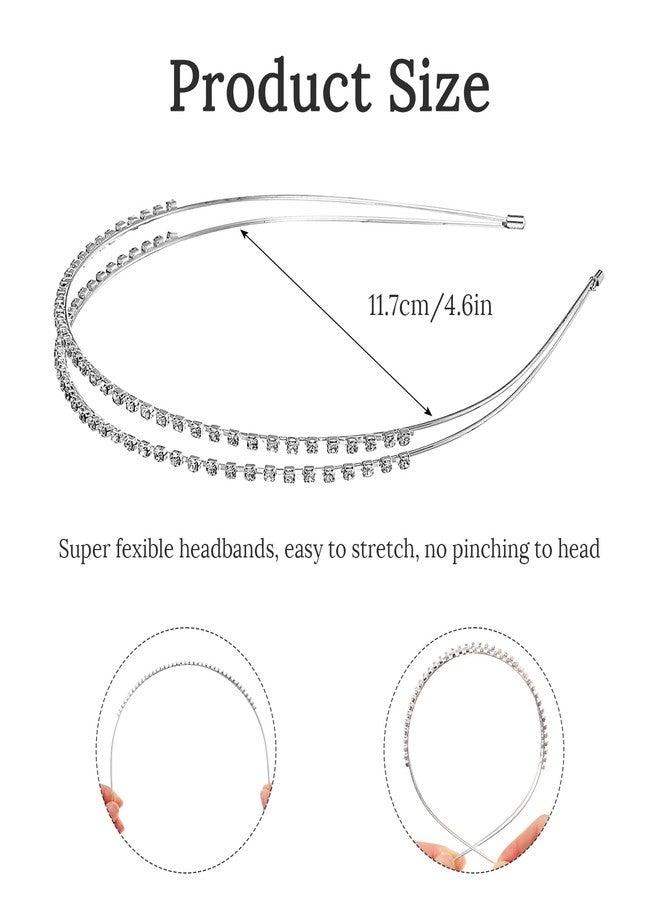 Yolev 4 Pcs Women‘s Silver Headbands, Bridal Rhinestone Headband, Crystal Headpiece for Women Wedding Party Accessories - Image 2