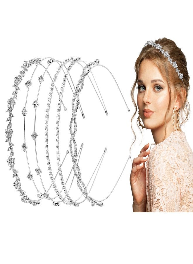 Yolev 4 Pcs Women‘s Silver Headbands, Bridal Rhinestone Headband, Crystal Headpiece for Women Wedding Party Accessories - Image 1