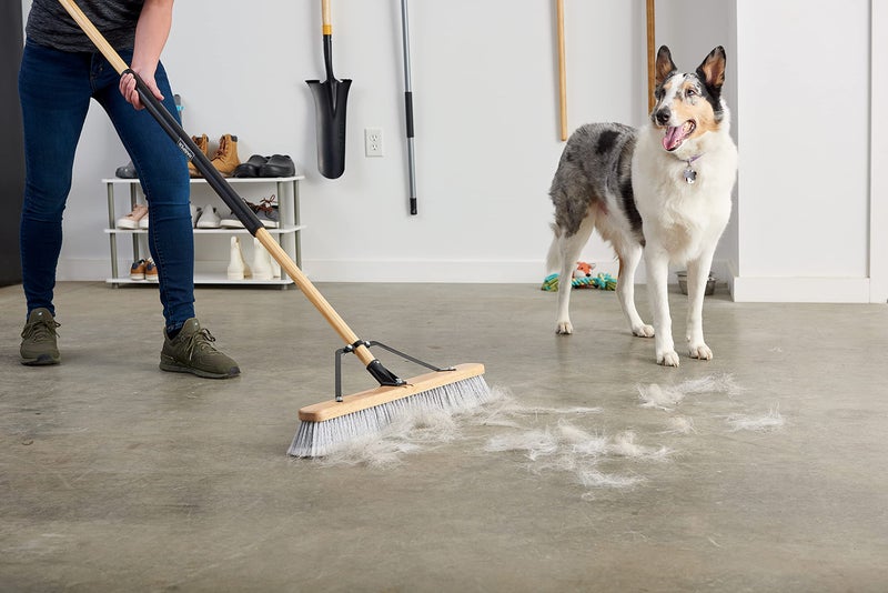 Harper 24 Inch Indoor Smooth-Surface Push Broom with Flagged Bristles for Sand, Saw Dust, Wood Shavings and Pet Hair in Garages, Warehouses, and Workshops - Image 4