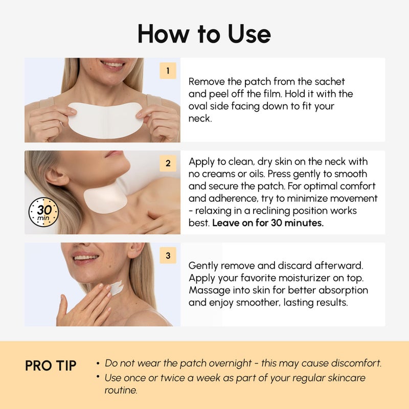 MAREE Neck Wrinkle Patches â€“ Collagen Anti-Wrinkle Patches with Retinol & Hyaluronic Acid for Face Lift â€“ Neck Mask for Tightening and Firming â€“ Neck Lifting Mask & Face Tape for Neck Wrinkles â€“ 5 Pcs - Image 5