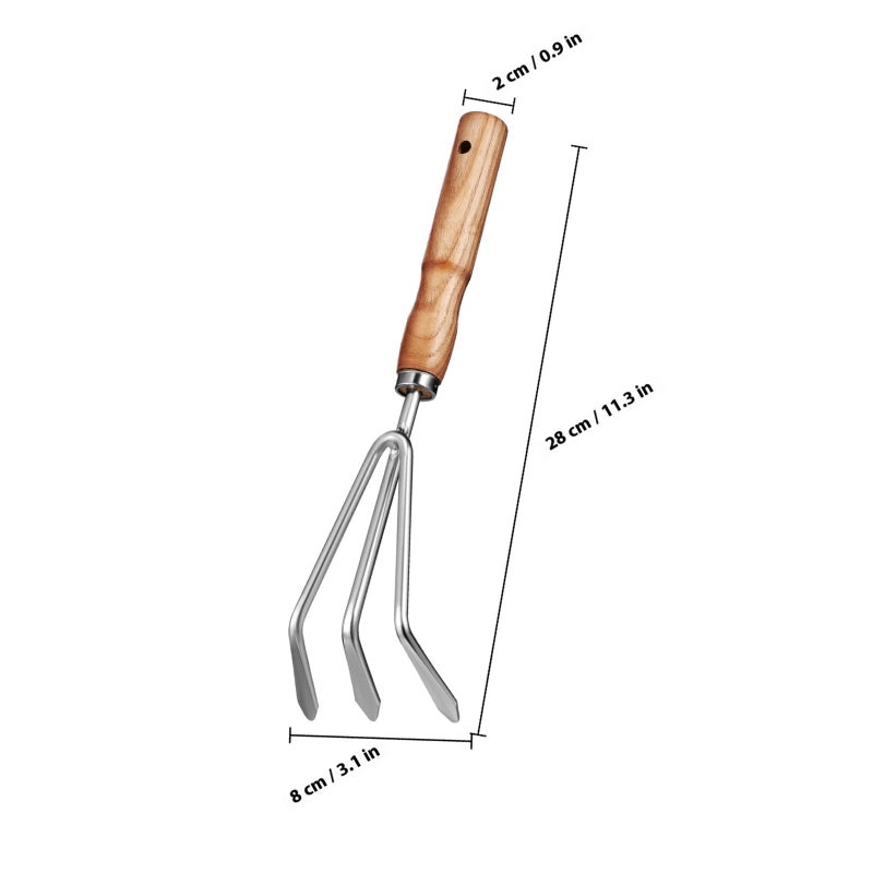 5pcs Stainless Steel Gardening Tools Set With Ash Wood Handles For Weeding And Cultivating - Image 3
