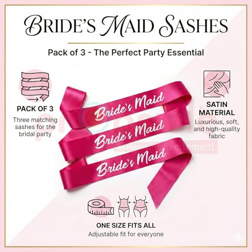 Propsicle Bachelorette Party Pink Satin Bridesmaid Sash Combo for Bridal Shower Team Bride Pack of 3 - Image 2