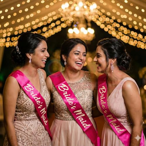 Propsicle Bachelorette Party Pink Satin Bridesmaid Sash Combo for Bridal Shower Team Bride Pack of 3 - Image 5