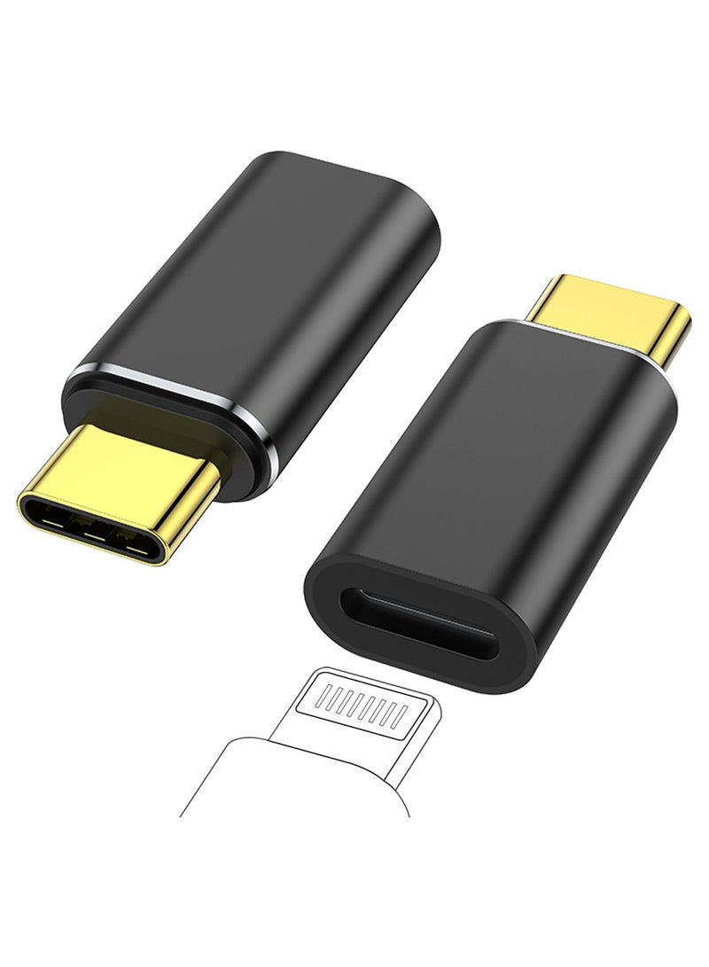 USB-C Male to Lightning Female Adapter (2-Pack) for PD Fast Charging & Data Transfer, Compatible with iPhone 15 Series, iPad Air, and Other USB Type-C Devices. - Image 1