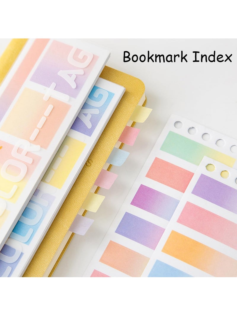 SYOSI Sticky Index Tabs for Notebooks, 120 Sheets Gradient Sticky Tabs, Adhesive File Flag Tabs, Multi-Pattern Index Tabs for Books, 6 Colors Writable Repositionable Book Tabs, for Page Markers  - Image 4