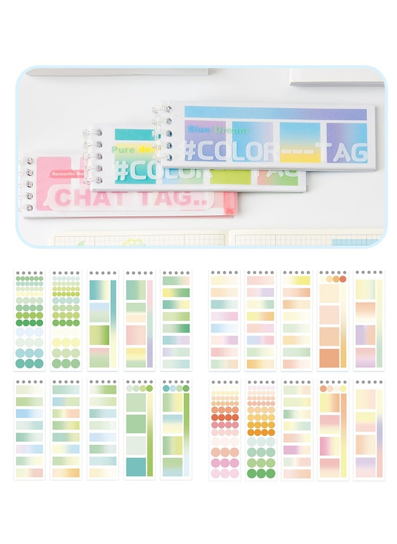 SYOSI Sticky Index Tabs for Notebooks, 120 Sheets Gradient Sticky Tabs, Adhesive File Flag Tabs, Multi-Pattern Index Tabs for Books, 6 Colors Writable Repositionable Book Tabs, for Page Markers  - Image 5