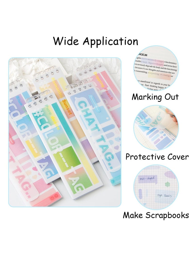 SYOSI Sticky Index Tabs for Notebooks, 120 Sheets Gradient Sticky Tabs, Adhesive File Flag Tabs, Multi-Pattern Index Tabs for Books, 6 Colors Writable Repositionable Book Tabs, for Page Markers  - Image 3